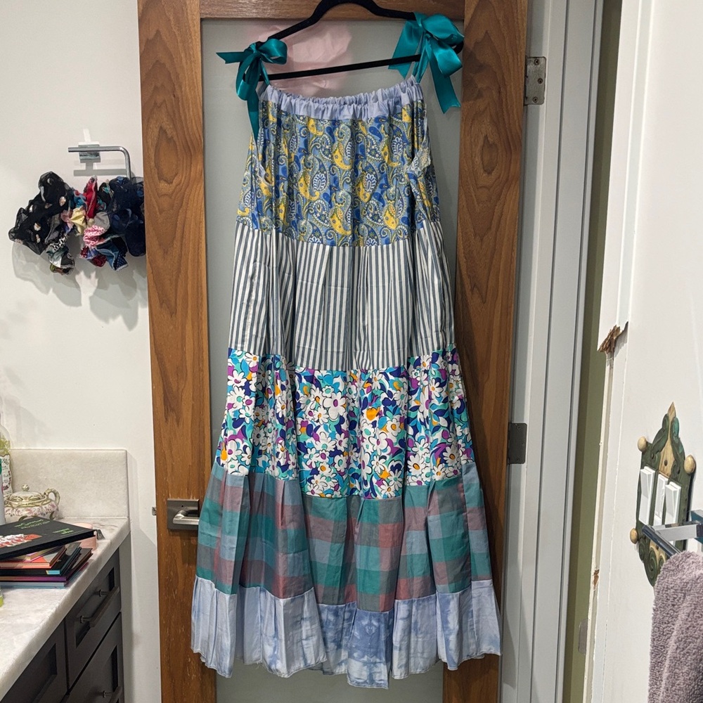 Tiered Bohemian Maxi Dress in Multi-Color Patchwork